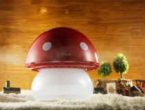 Resigilat! Umidificator Duux Mushroom Rosu, Rata umidificare 220 ml/ora, Consum 20W/h, Debit aer 30 mc/h, Veioza