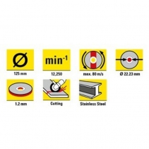 Disc de taiere metal INOX AD-125-MI, pachet 12 bucați
