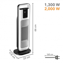 Aeroterma electrica Trotec TFC 21 E, 2000 W, Pentru 24 mp, 2 Trepte de incalzire,Functie oscilatie