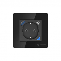 Resigilat - Priza de perete cu WiFi AlecoAir G40 Black, Control vocal asistenti digitali, Telecomanda, USB-A, USB-C, Programare