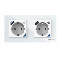 Resigilat -Priza dubla de perete cu WiFi AlecoAir G60 White, Control vocal asistenti digitali, Telecomanda, USB-A, USB-C, Progra