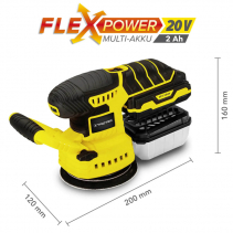 Slefuitor orbital cu acumulator PESS 10-20V, Acumulator 20V, Afisaj LED, Rotatii/min 13000