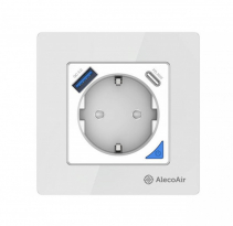 Resigilat - Priza de perete cu WiFi AlecoAir G40 White, Control vocal asistenti digitali, Telecomanda, USB-A, USB-C, Programare