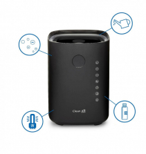 Resigilat - Umidificator si purificator Clean Air Optima CA604B Smart, WiFi, Difuzor de arome, Lampa UV-C, Ionizare, Display, Ti