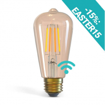 Bec LED inteligent cu WiFi AlecoAir BE27 Amber, Temperatura lumina reglabila, Control prin asistenti vocali