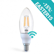 Bec LED inteligent cu WiFi AlecoAir BE14 Clear, Temperatura lumina reglabila, Control prin asistenti vocali