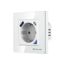 Resigilat - Priza de perete cu WiFi AlecoAir G40 White, Control vocal asistenti digitali, Telecomanda, USB-A, USB-C, Programare