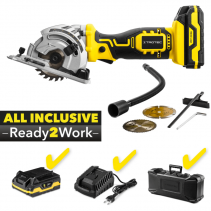 Resigilat - Mini ferastrau circular cu acumulator TROTEC PCSS 05-20 V, Acumulator 20V, Turatie mers in gol 3150 rpm