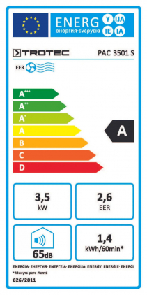 Aer conditionat portabil Trotec PAC 3501 S, WiFi, 12000 Btu/h, Dezumidificare, Functie Swing, Timer, Ventilatie, Pentru 46 mp