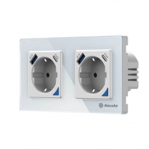 Priza dubla de perete cu WiFi AlecoAir G60 White, Control vocal asistenti digitali, Telecomanda, USB-A, USB-C, Programare
