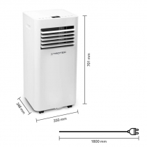 Aer conditionat portabil Trotec PAC 2020 E, WiFi, 7000 Btu/h, Dezumidificare, Ventilare, Timer, Pentru 26 mp, Telecomanda