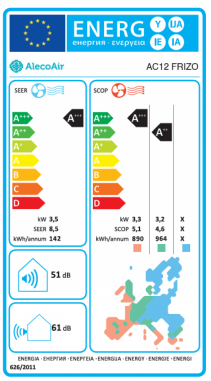 Aer conditionat AlecoAir AC12 Frizo Inverter 4D, WiFi, 12000 Btu, A+++, Functie Incalzire, Dezumidificare, ECO, Functie I FEEL