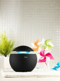 Purificator aer Duux negru, Difuzor aroma, Ionizare, Filtru HEPA si carbune, Consum 5W/h, Debit aer 68 mc/ora, Veioza