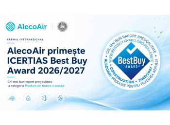AlecoAir primește Best Buy Award 2026/2027 din partea  ICERTIAS pentru cel mai bun raport preț-calitate