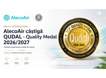 AlecoAir câștigă QUDAL - Quality Medal 2026/2027: calitate superioară votată de clienți în categoria Produse de tratare a aerulu