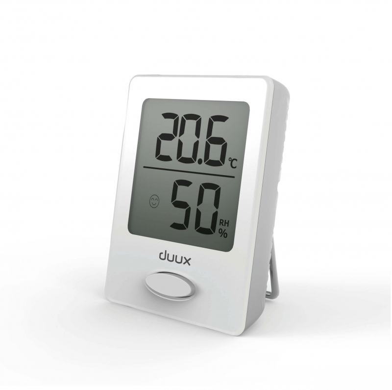Termohigrometru Duux Alb, Ecran LCD, Indicatie de confort, Orificiu de prindere si magnet Umidometru (Masoara umiditatea din aer si materiale) alecoair.ro Termohigrometru Duux Alb, Ecran LCD, Indicatie de confort, Orificiu de prindere si magnet Umidometru (Masoara umiditatea din aer si materiale) alecoair.ro