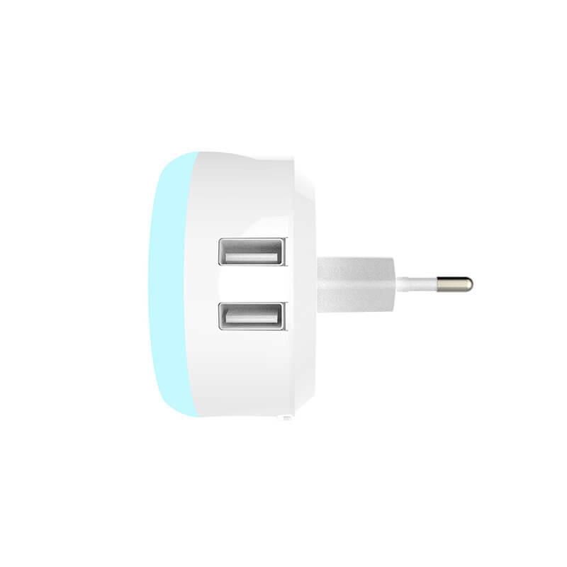 Incarcator cu 2 porturi USB AlecoAir G12-WP2S, Lumina de veghe, LED multicolor - 3