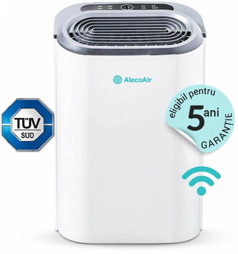 Dezumidificator si purificator cu consum redus de energie AlecoAir D22 PURIFY, 22 l /24h,WiFi, HEPA, Ionizare, Uscare Rufe Dezumidificator Casnic Alecoair