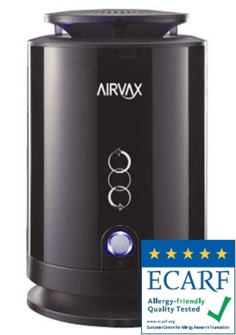 Purificator aer Airvax Marea Britanie - Negru Telecomanda Consum 5W/h Filtru electrostatic 3 trepte viteza Pentru 25mp