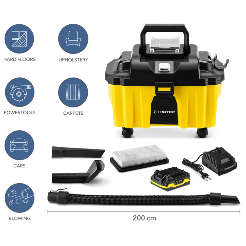 Aspirator fara fir TROTEC VC 15-20V, Filtru HEPA, Putere 130W, Aspirare lichide/murdarie uscata - 5
