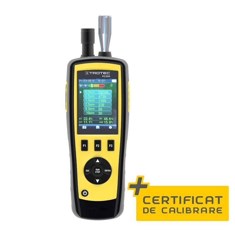 Contor particule pentru detectarea calitatii aerului TROTEC PC200 cu certificat de calibrare, Data logger 5000 valori Senzor/Monitor Calitate Aer alecoair.ro