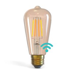 Bec LED inteligent cu WiFi AlecoAir BE27 Amber, Temperatura lumina reglabila, Control prin asistenti vocali