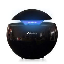 Purificator aer Buldair negru, Difuzor aroma, Ionizare, pentru 15mp, Consum 3W/h, Veioza, Filtrare cu hepa si carbune
