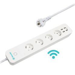 Prelungitor Smart WiFi AlecoAir G08-SP8S NEW, 4 Porturi USB, 4 Prize AC, Control energetic, Timer, Programare saptamanala