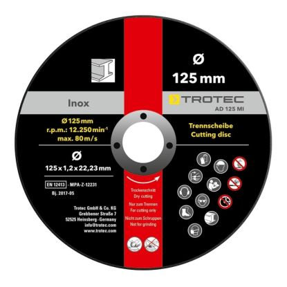 Disc de taiere metal INOX AD-125-MI, pachet 12 bucați