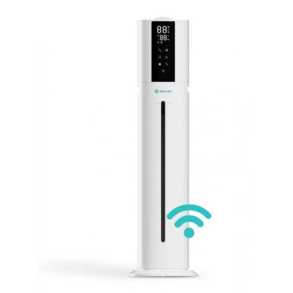 Resigilat - Umidificator AlecoAir U40 Tower White, WiFi, Lampa UV-C, Higrostat, Lumini ambientale, Vapori calzi, Aromaterapie