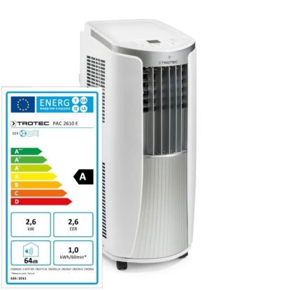 Aer conditionat portabil Trotec PAC 2610 E, Capacitate 9.000 Btu, Debit 330mc/ora, Telecomanda, Display, Timer, Pentru 30mp