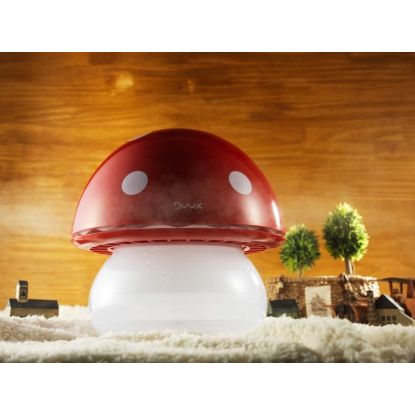 Umidificator Duux Mushroom Rosu, Rata umidificare 220 ml/ora, Consum 20W/h, Debit aer 30 mc/h, Veioza, Pentru 15mp