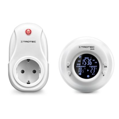 Termostat si Priza Wireless Trotec BN35, Distanta functionare 20m, Programare cu ceas, Ecran iluminat