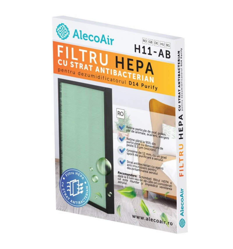 Filtru HEPA cu strat antibacterian pentru dezumificatorul AlecoAir D14 Purify Dezumidificator Casnic Alecoair