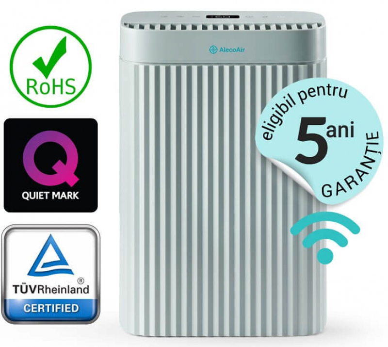 Dezumidificator si Purificator AlecoAir D14 ARIO Olive,12 l /24h, WiFi, Lampa UV-C, Ionizare, TRUE HEPA + Carbon, Uscare Rufe Dezumidificator Casnic Alecoair