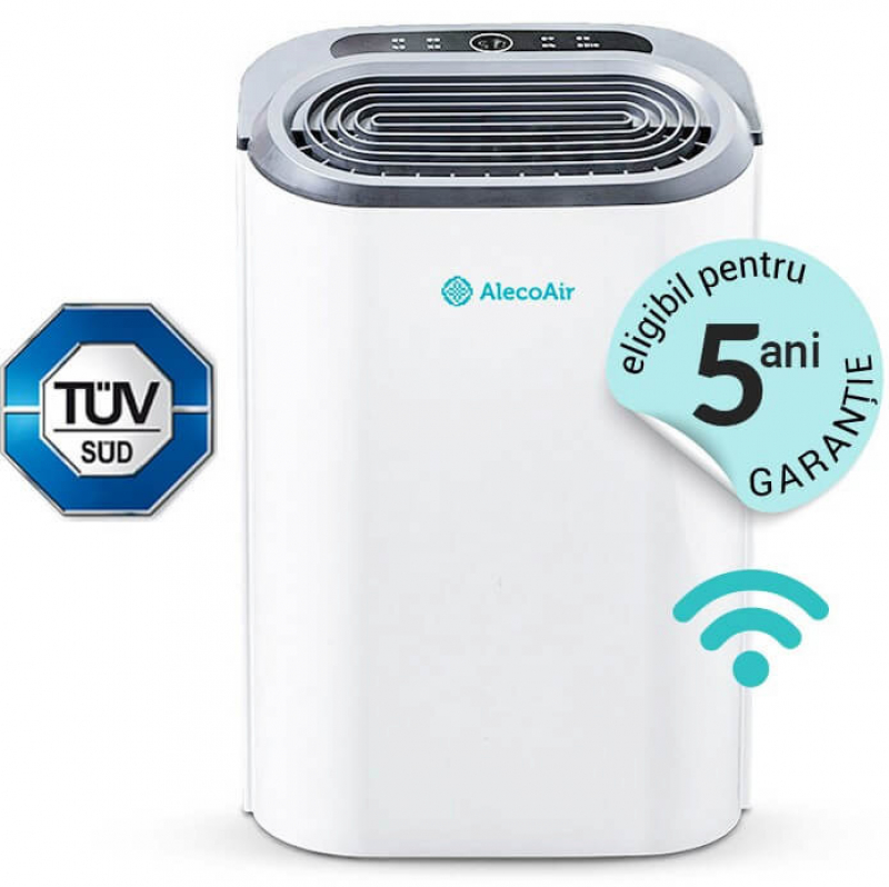 Dezumidificator si purificator cu consum redus de energie AlecoAir D14 PURIFY, 12 l /24h, WiFi, HEPA, Ionizare, Uscare Rufe Dezumidificator Casnic Alecoair