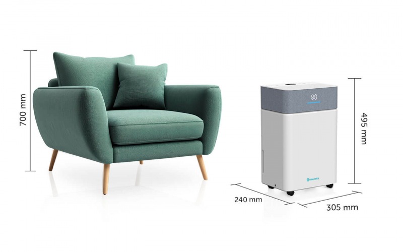 Resigilat - Dezumidificator AlecoAir D20 Fabric, Wi-Fi, 20 L/ zi, Uscare Rufe, Ionizare, Display digital, FanStop – imagine 4