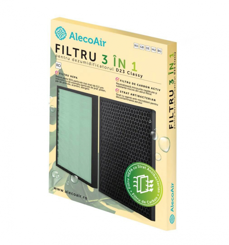 Filtru 3-in-1 pentru dezumificator AlecoAir D23 Classy cu HEPA, Carbon Activat si Strat Antibacterian Dezumidificator Casnic Alecoair