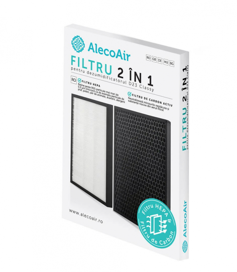 Filtru 2 in 1 HEPA si Carbon Activ pentru Dezumidificatorul D23 CLASSY Dezumidificator Casnic Alecoair