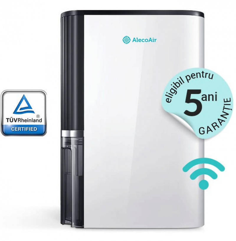 Dezumidificator si purificator cu consum redus de energie AlecoAir D23 CLASSY, Wi-Fi, Ionizare, HEPA, Carbon, 23 L/ zi Dezumidificator Casnic Alecoair