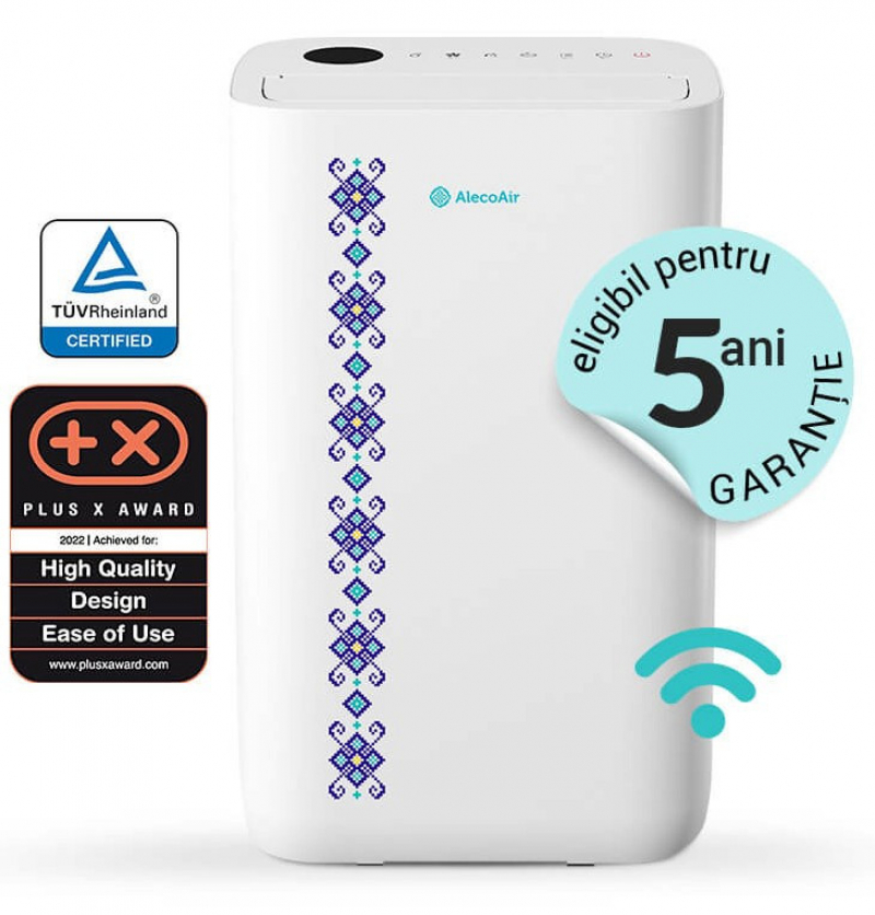 Dezumidificator si Purificator AlecoAir D25 TRADITIO, 25L/zi, Pentru 60mp, WiFi, LED UV-C, Ionizare, TRUE HEPA, Carbon Dezumidificator Casnic Alecoair