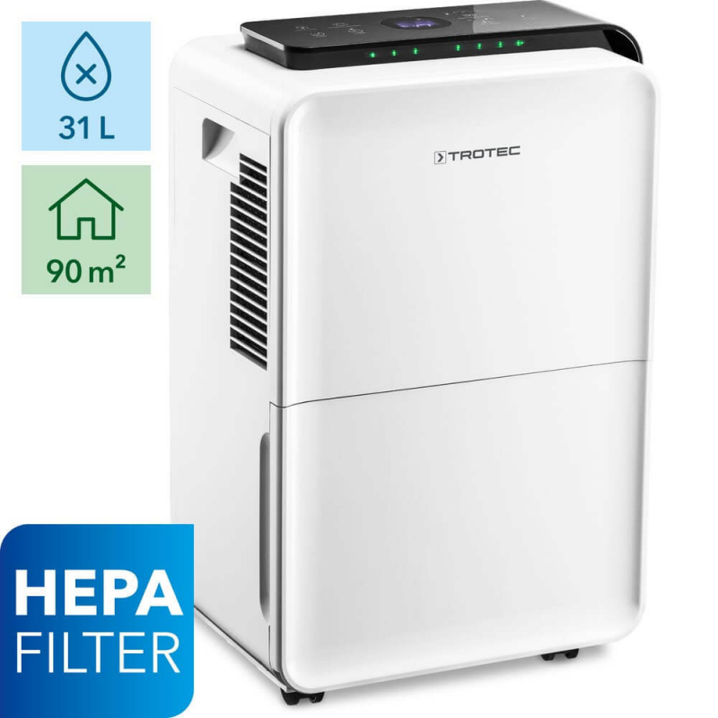 Dezumidificator si Purificator TROTEC TTK99 HEPA, 31 l/zi, 170 m3/h, Senzor umiditate, Filtru HEPA, Higrostat Dezumidificator Casnic alecoair.ro