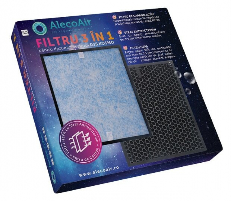 Filtru 3-in-1 pentru dezumidificator AlecoAir D35 Kosmo cu HEPA, Carbon Activat si Strat Antibacterian Dezumidificator Casnic Alecoair