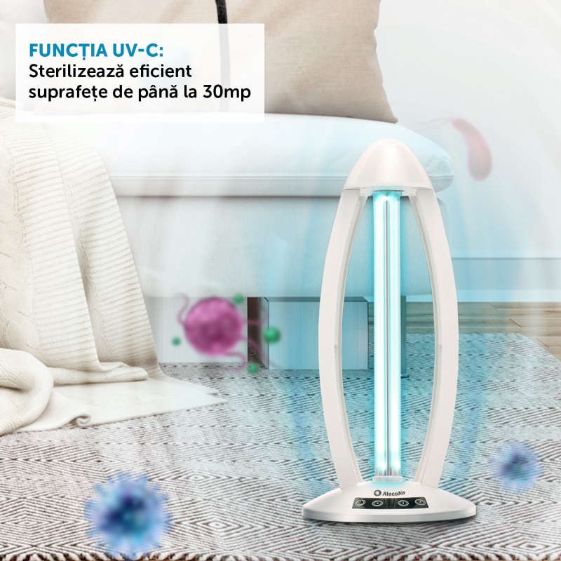 Lampa sterilizare cu UV-C AlecoAir L30 TOWER, Telecomanda, Recomandat pentru incaperi de pana la 30m2 - 4