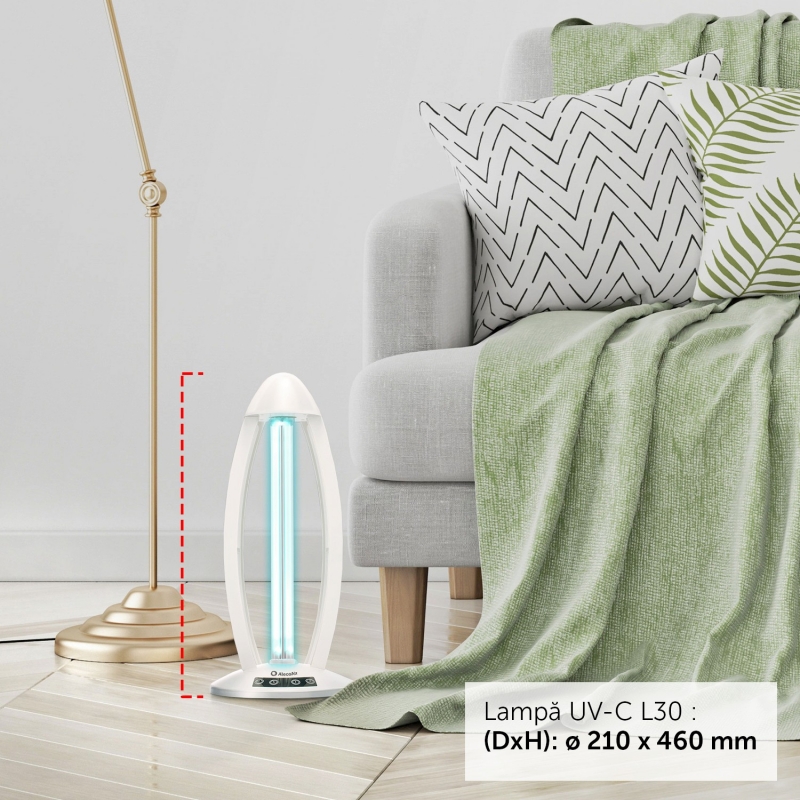 Lampa sterilizare cu UV-C AlecoAir L30 TOWER, Telecomanda, Recomandat pentru incaperi de pana la 30m2 - 5