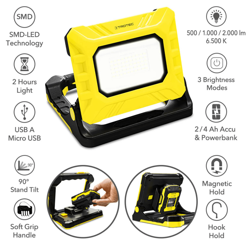 Lanterna de lucru cu LED TROTEC PWLS 15-20V, Flux luminos 2.000 lm, Temperatura culoare 6.500 K, Putere consumata 20 W - 3