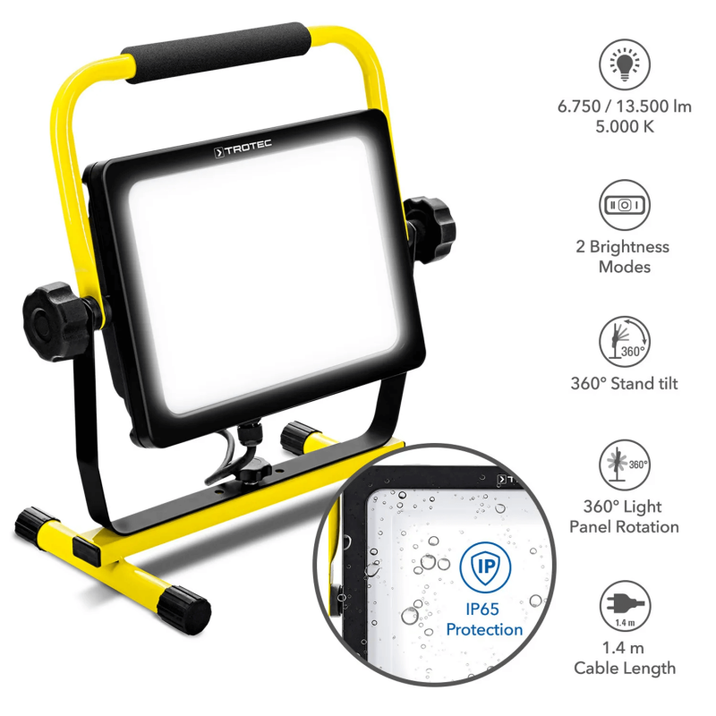 Proiector LED portabil TROTEC PWLS 10 150, Flux luminos 13500 lm, Temperatura culoare 5.000 K - 3