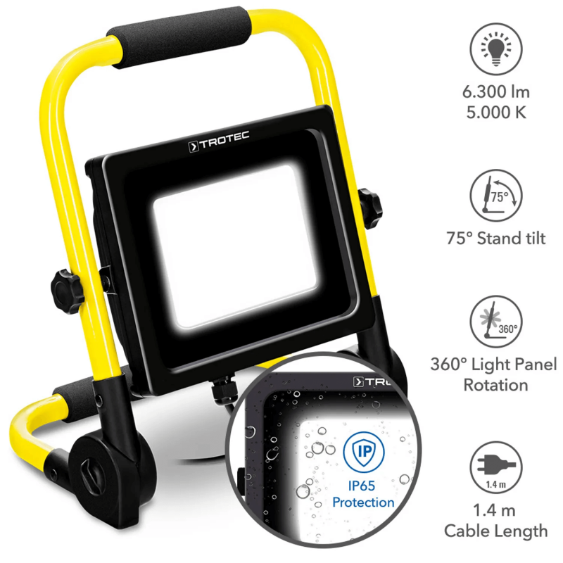 Proiector LED portabil TROTEC PWLS 10 70, Flux luminos 6.300 lm, Temperatura culoare 5.000 K - 4