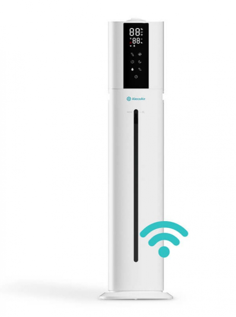 Umidificator AlecoAir U40 Tower White New WiFi Lampa UV-C Higrostat Lumini ambientale Vapori calzi Aromaterapie