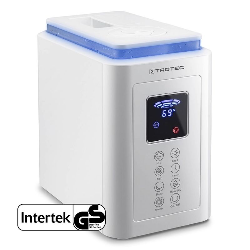 Umidificator cu ultrasunete Trotec B5E Higrostat Display Timer Ionizare Functie Sleep Filtru de aer Consum 25W/h